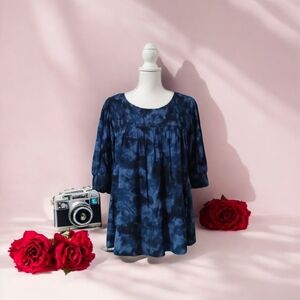 TERRA & SKY SHORT‎ SLEEVE SMOCK BLOUSE 1X (16W-18) NWT PULLOVER